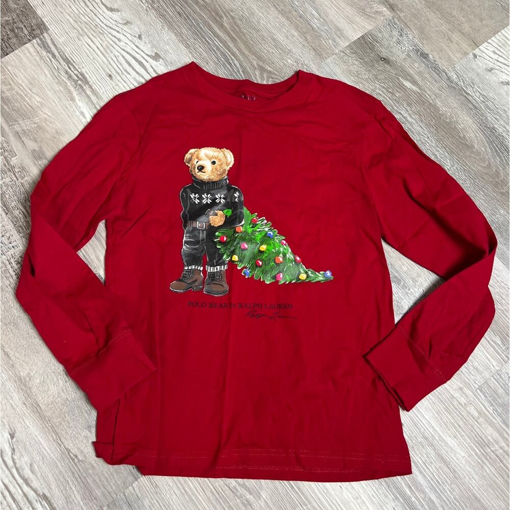 Polo Ralph Lauren Polo Bear Christmas Long Sleeve Tee Red Kids 10–12 Holiday